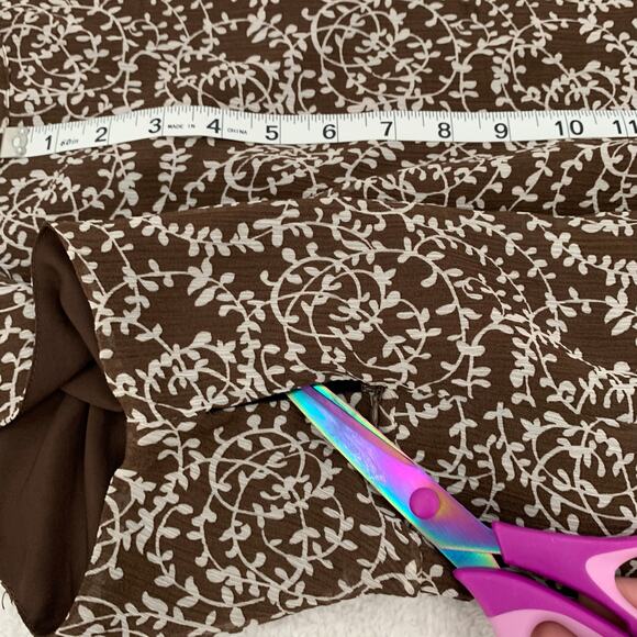 VTG Womens XL(16/18) Babydoll Top Brown V-Neck Layer Y2K Preppy Romantic Career - Picture 10 of 13